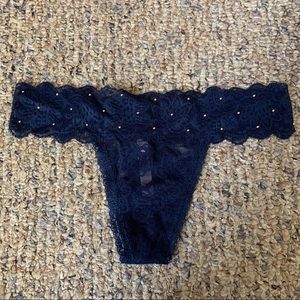 PINK blue lace thong